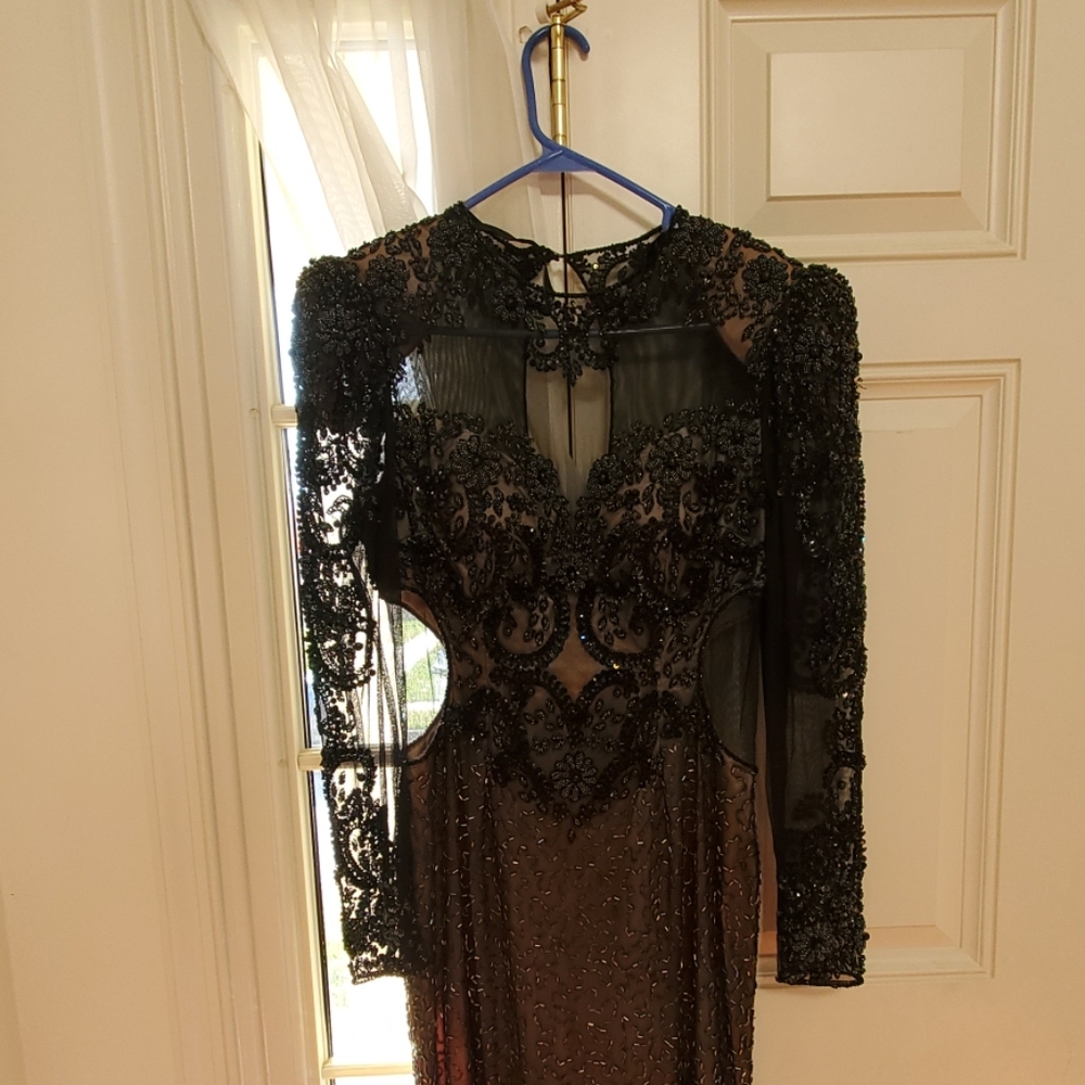 Heavily beaded evening dress